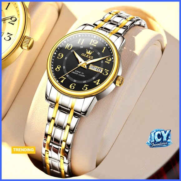 Stainless Steel Dress Watch with Date Waterproof Quartz Movement